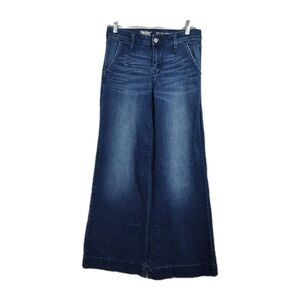 Mossimo Denim High Rise Wide Leg Jeans Women's Size 2 26R Blue Slash Pockets